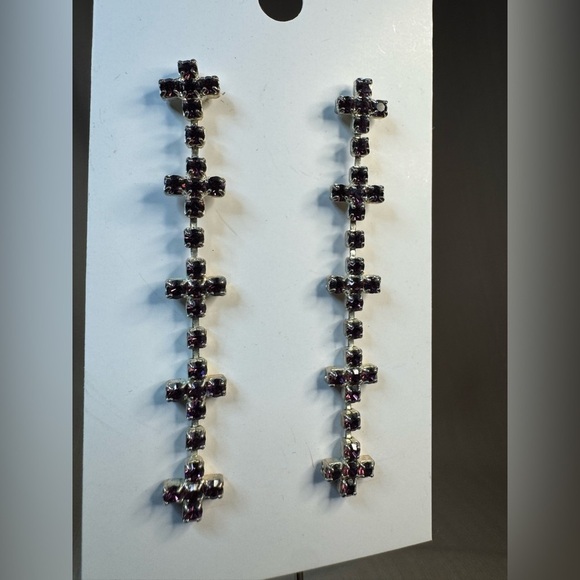 Jewelry - Elegant Purple Cross Earrings